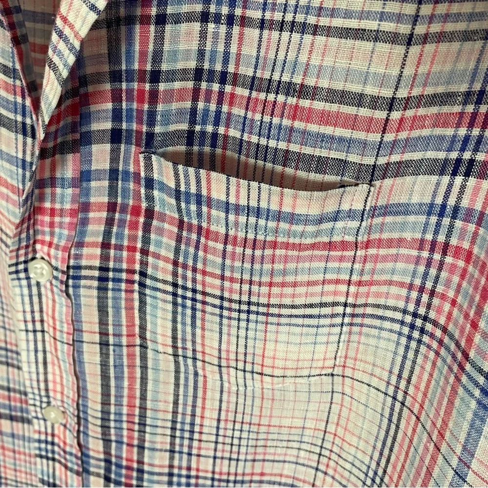 Frank & Eileen Plaid Linen Blouse Top Shirt Size XS Long Sleeve Button Front - Picture 8 of 13